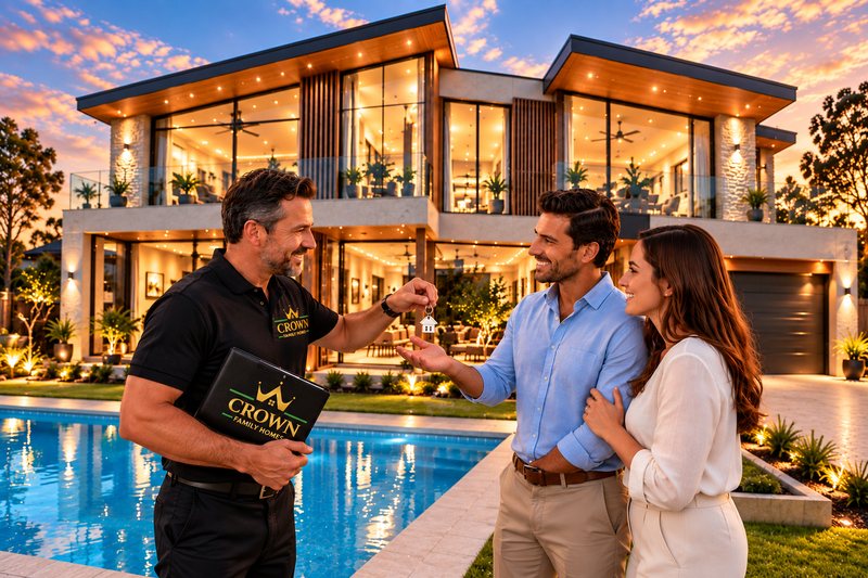 Builder handing over the keys to the finished home